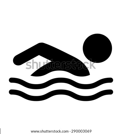 Summer Swim Water Information Flat People Pictogram Icon Isolated on White Background Royalty-Free Stock Photo #290003069