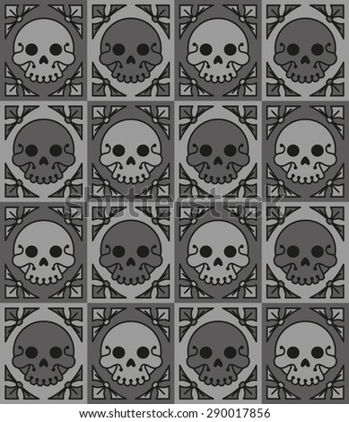 Seamless Scull Pattern, grey, vector