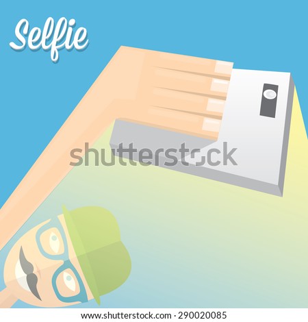 Taking Selfie Photo on Smart Phone concept. vector illustration