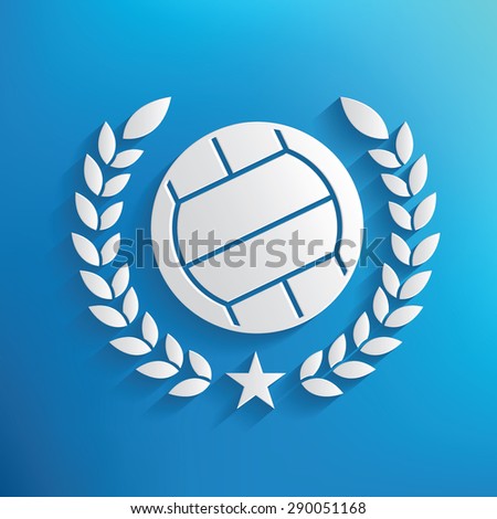 Volleyball badge on blue background,clean vector