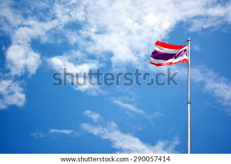 Thailand flag with sky background.