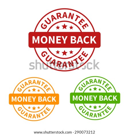 Money back guarantee seal or stamp flat vector icon