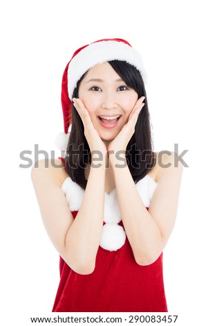 happy Christmas girl isolated on white background