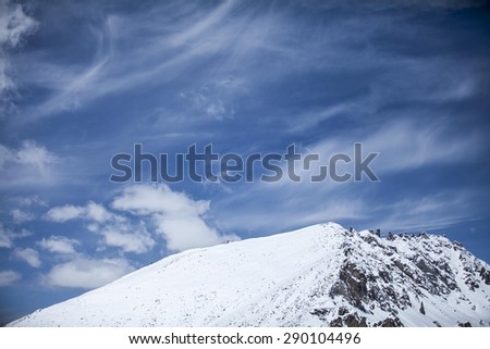 Nice sky with snow hill at Leh Ladakh India.