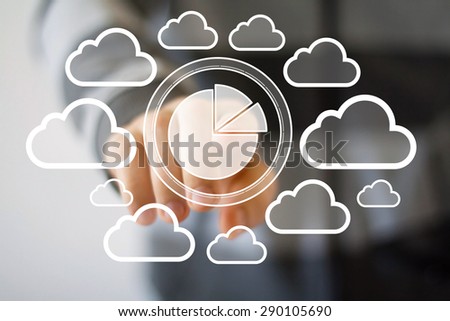 Man with chart business web diagram cloud sign