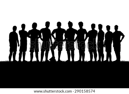 Silhouettes of soccer teams Royalty-Free Stock Photo #290158574