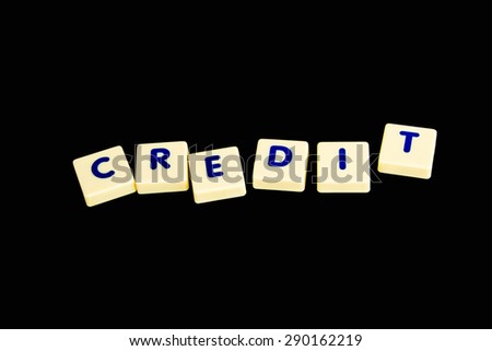 Credit text in letter tiles