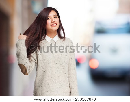 cool chinese woman smiling