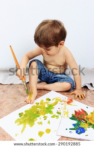 Creative child or Painting brush, Children drawing, Happy child, Kids drawing or Creative thinking, Children care, Art therapy, Painting background