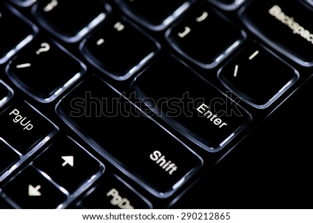 Black keyboard with light