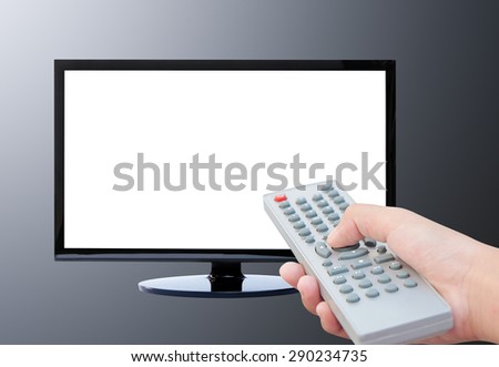 Television on wood floor and remote control TV 