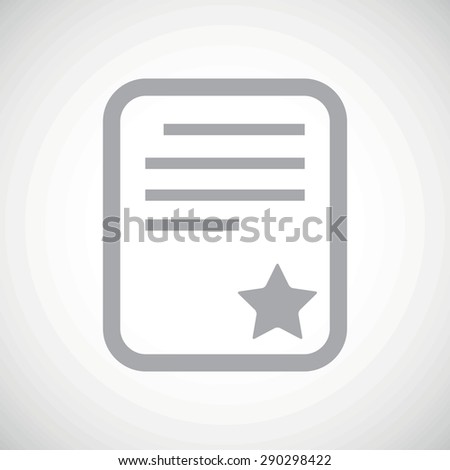 Grey image of document page with star, on white gradient background