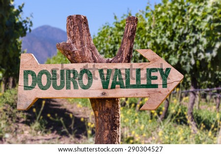 Douro Valley wooden sign with winery background