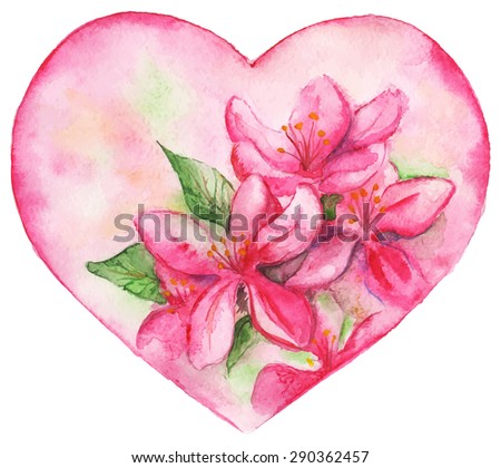 Pink floral romantic heart vector isolated 