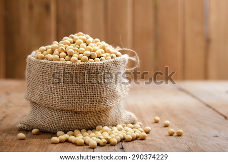 Soy beans in sack Royalty-Free Stock Photo #290374229
