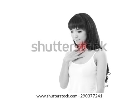 sick woman with sore throat or gerd Royalty-Free Stock Photo #290377241
