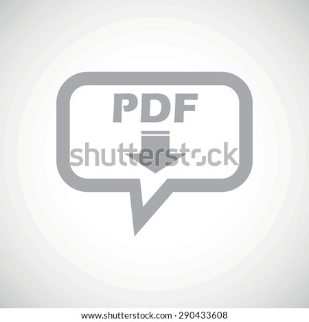 Grey text PDF with down arrow in chat bubble, on white gradient background