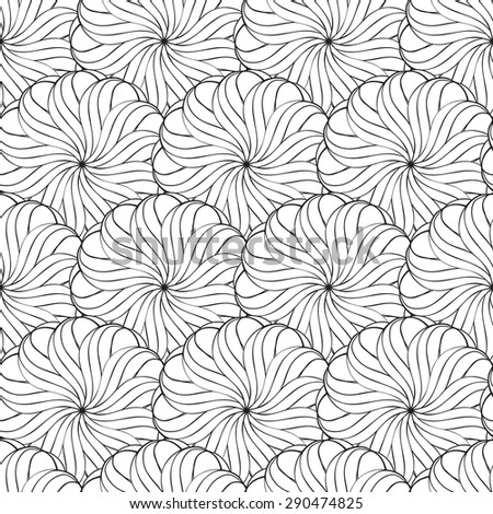 Vector creative hand-drawn abstract seamless pattern of stylized flowers in black and white colors Royalty-Free Stock Photo #290474825
