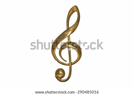 Golden treble clef isolated on a white background Royalty-Free Stock Photo #290485016
