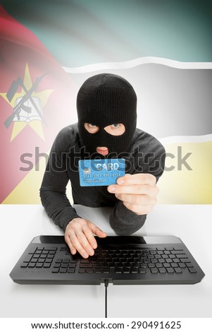 Cybercrime concept with flag on background - Mozambique
