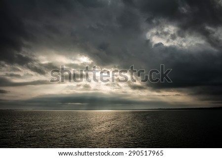 sea water clouds evening sunset Royalty-Free Stock Photo #290517965