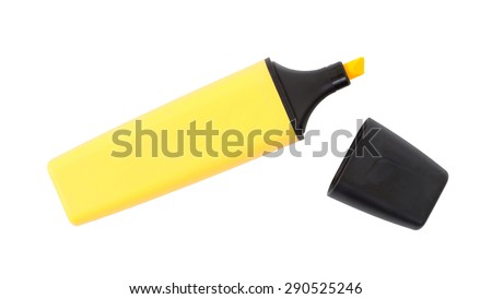 Yellow highlighter isolated over a white background Royalty-Free Stock Photo #290525246