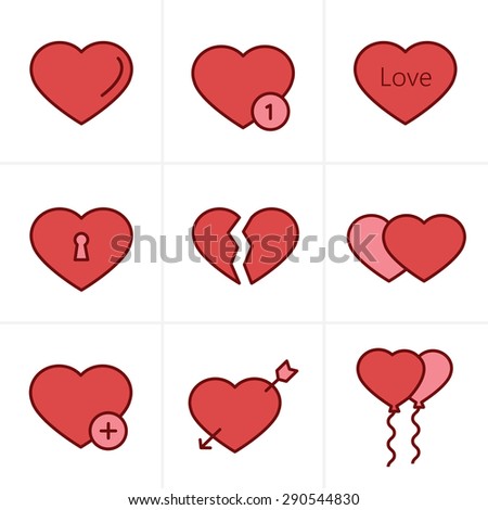 Icons Style hearts  Icons Set, Vector Design
