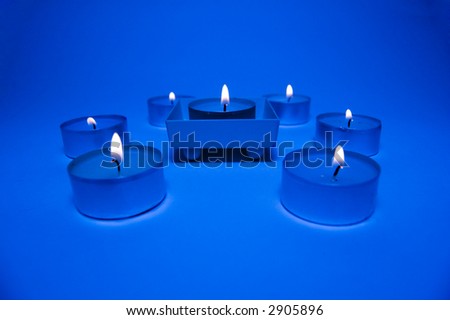 candles fire decoration blue arts decor design