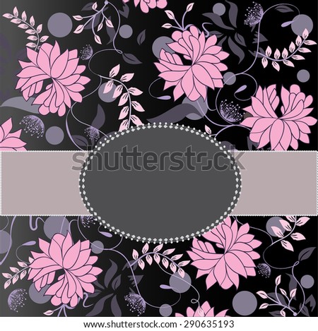 Invitation with pink flowers background