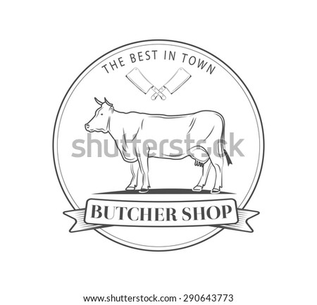 Beef and steak labels. butcher shop. cow