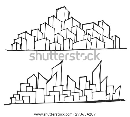doodle of cityscape vector illustration drawing line