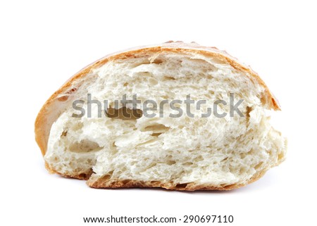 A piece of fresh bread isolated on white background.