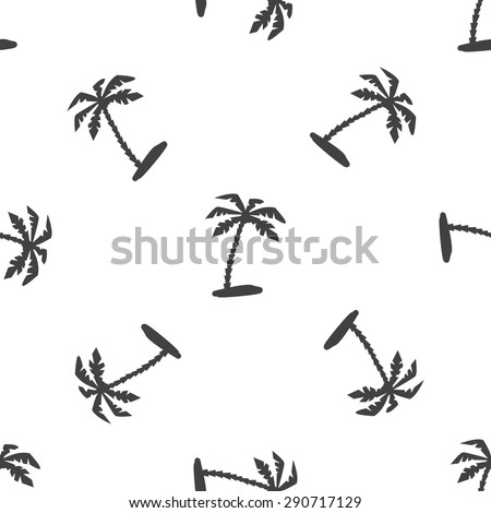 Image of palm on beach, repeated on white background