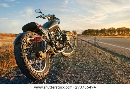 Freedom.Motorbike under sky Royalty-Free Stock Photo #290736494