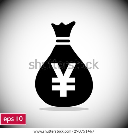 Money bag icon.Yen JPY currency speech bubble symbol. Flat design style. EPS 10.