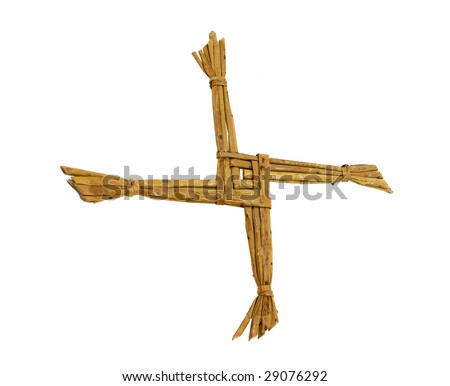 Primitive Folk cross of Ireland called Saint Bridget's or Bridgies cross Royalty-Free Stock Photo #29076292