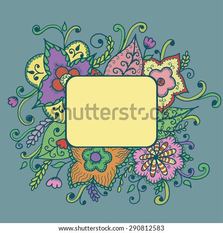 Artistic bright card with floral pattern. Vector illustration
