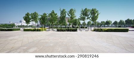 public square with empty road floor in downtown Royalty-Free Stock Photo #290819246
