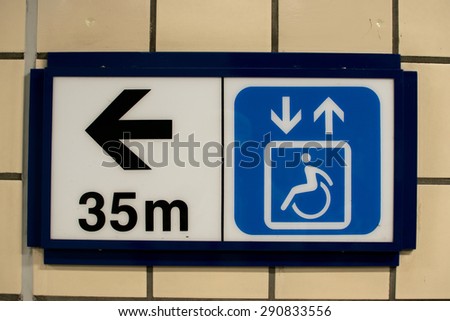 Elevator symbol for handicapped people.