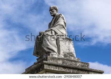 Louis Pasteur monument. In 1904 sculptor Alexander Falguire built the monumental statue of Pasteur, which still exists today. Paris, Place de Breteuil, France.
