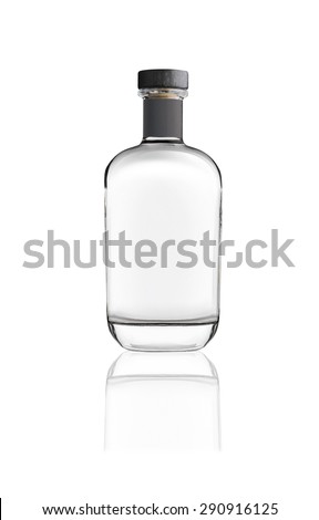 Bottle of silver tequila isolated on white background Royalty-Free Stock Photo #290916125