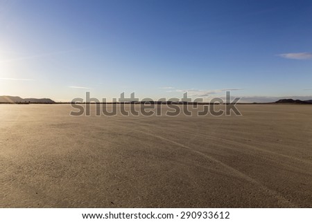 El Mirage dry lake bed in California's Mojave desert. Royalty-Free Stock Photo #290933612