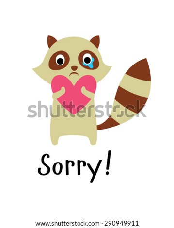 cute raccoon apologize sorry card