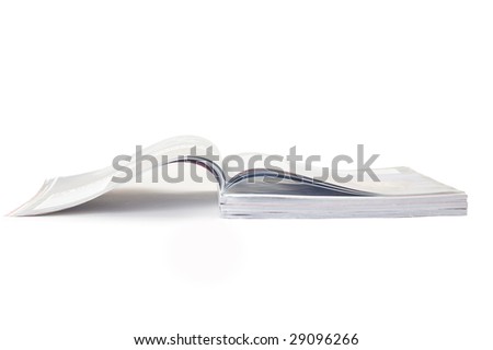 Pile from few magazines on white background