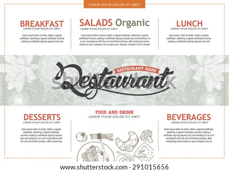 vector vintage food design template. menu restaurant brochure.