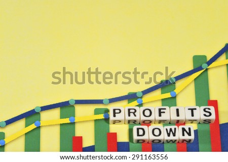 Business Term with Climbing Chart / Graph - Profits Down