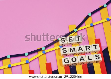 Business Term with Climbing Chart / Graph - Set Smart Goals