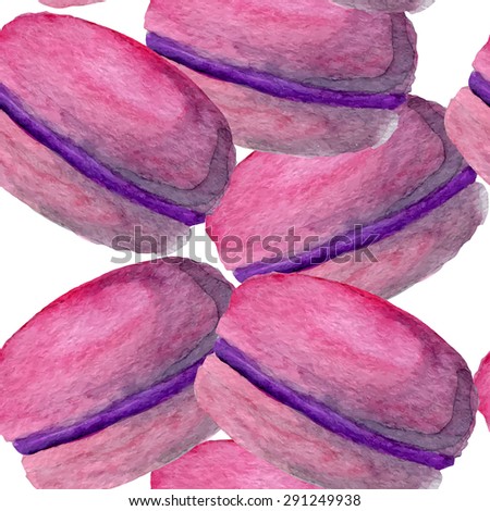 watercolor pattern with pink macaroons eps10