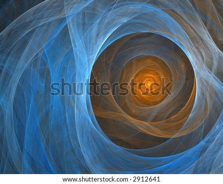 Fractal Tunnel in orange and blue