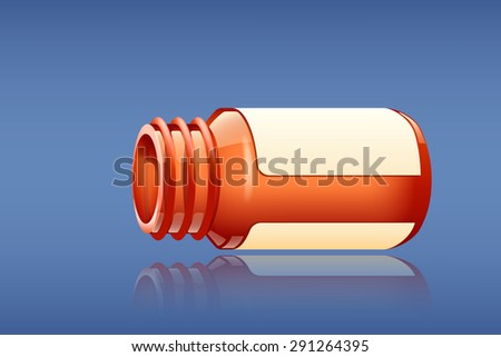 illustration of bottle for pills on blue background